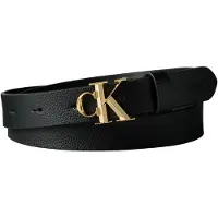 Calvin Klein Vyö 'Pebble Grain Monogram Buckle' musta