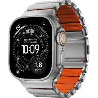 Nomad Watch 44/45/4649mm Stratos Band Natural Titanium - Ultra Orange FKM