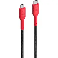 Unisynk USB-C Data Blocker Cable, datasiirron estävä kaapeli, 240W, 2m, punainen/musta