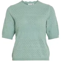 Vila Milos O-neck Pointelle Lyhythihainen Neulepusero