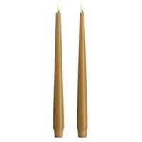 Moods & More LED taper candle - Slim - Honey mustard - 23x300 mm - 2 pcs