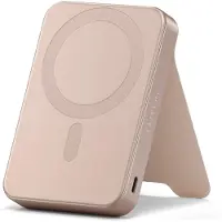 Satechi Qi2 10K magneettinen tehopankki jalustalla, Desert Rose