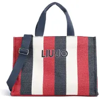 Liu Jo for woman. 2A6026-T2176 Navy striped shopper bag (OSFA), Blue, Casual, Cotton