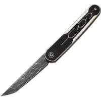 CIVIVI KwaiQ 23015-DS1, Damascus, Milled Ivory Black G10, pocket knife
