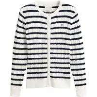 Gant Stretch Cotton Cable Stripe Cardi - White - L