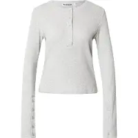 Weekday Waffled Henley Long Sleeve Top - Grey - L