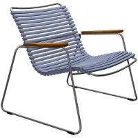 Houe Click Roomy lounge chair Pigeon blue. Frame: Grey. Armrest: Bamboo