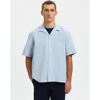 Selected Slmrlxclay Linenblend Ss Shirt Res Noos - Blue - XXL