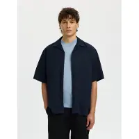 Selected Slmrlxclay Linenblend Ss Shirt Res Noos - Navy - XXL