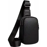 Hobby Hall Naisten aitoa nahkaa rintalaukku crossbody laukku , BlackZip2