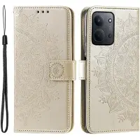 SKALO Xiaomi Redmi 15C (173mm) Mandala Lompakkokotelo - Kulta