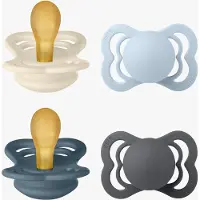 BIBS Supreme Tutti 4-pack Luonnonkumi Koko 1, Ivory/Baby Blue/Petrol/Iron