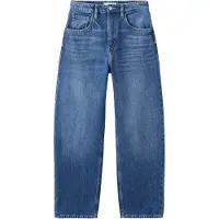 Mango High-Waisted Barrel Jeans - Blue - 36