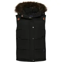 Superdry for woman. W5011395A Synthetic fur waistcoat Everest black (L), Casual, Polyester