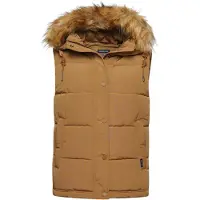 Superdry for woman. W5011395A Synthetic fur waistcoat Everest beige (XS), Casual, Polyester