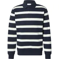Lindbergh Striped Polo Sweatshirt L/S - Blue - M