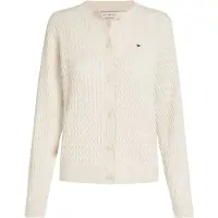 Tommy Hilfiger Co Cable Fine Gg Ls C-Nk Cardi - Cream - S
