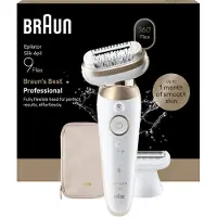 Braun Epilator Silk·épil 9 Flex Wet & Dry, Långvarigt Slät Hud, 9-030 3D, Guld
