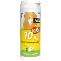 Raw Organic Vitabalans D-vita Kids 10ug päärynänmakuinen 200tabl