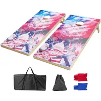 Vevor Cornhole-setti, 4x2 jalan maissireikäpelilaudat, kannettava massiivipuusta tehty heittolauta, sisä- ja ulkokäyttöön tarkoitettu maissireikäleikki aikuisille, sisältää 8 papupussia ja kantolaukun