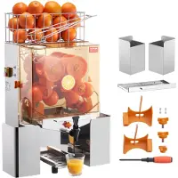 Vevor ammattimainen appelsiinimehupuristin, 120 W automaattinen mehulinko vesihanalla, ruostumattomasta teräksestä valmistettu appelsiinipuristin 20 appelsiinia minuutissa, ulosvedettävällä suodatinla