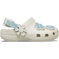 Crocs Classic Denim Flower Kids Pistokkaat, Summit White, 23-24