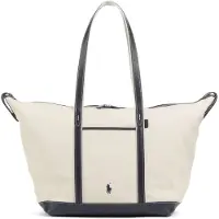 Ralph Lauren for woman. 428973072002 Large beige canvas shopper tote bag (OSFA), Casual, Cotton