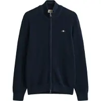 Gant Waffle Knit Zip Cardigan - Navy - XXL
