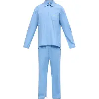 Calvin Klein Underwear Pitkä pyjama 'Heritage' säämiskänkeltainen / laivastonsininen / vaaleansininen