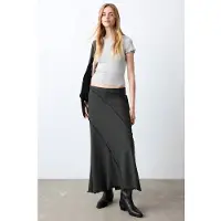 Mango Long Skirt With Distressed Details - Grey - S