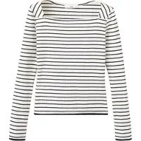 Mango Cotton Boat Neck T-Shirt - Navy - L