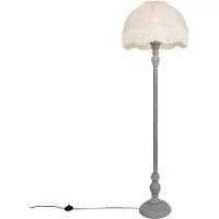 QAZQA Vloerlamp grijs met beige kap en witte binnenkant 45cm - Classico