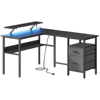 Songmics Tietokonepöytä, 150x120x89 cm, Musta