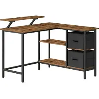 Songmics Tietokonepöytä, 115x105x89 cm, Ruskea
