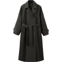 Mango Long Double-Breasted Trench Coat - Brown - L