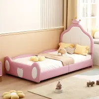 Hobby Hall Lastensänky 90 × 200 CM, kruunupääty, PU, ​​​​pinkki