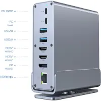 Gembird A-CF-COMBO15-01 USB Type-CF 15-in-1 moniporttisovitin (USB-keskittimen AF-portit v.2x2 + v.3x3, Type-CF + HDMIx2 + DisplayPort + PD + kortinlu