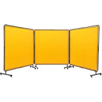 Vevor -hitsausverho kehyksellä, 6' x 6' 3-paneelinen hitsausverho, liekinkestävä vinyylihitsaussuoja 12 kääntyvällä pyörällä (6 lukittavaa), siirrettävä ja ammattimainen työpajaan, keltainen