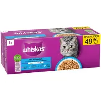Whiskas 48x 85g 1+ Adult Fresh Pouch kalavalikoima hyytelössä kissan märkäruoka