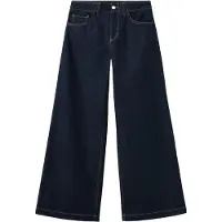 Mango Wide Leg Mid-Rise Jeans - Navy - 34