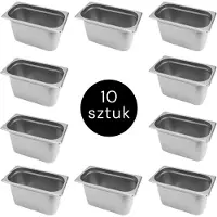 Mega 10 kpl. Gastronomiset Gn 1/3 -astiat ruostumattomasta teräksestä, 200 mm
