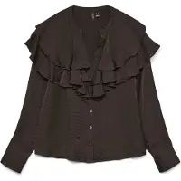 Vero Moda Vmlizzi Ls Flounce Top Wvn Ga - Brown - S