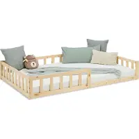 Homestyle4u Taaperosänky, Montessori-sänky esteillä, 120x200 cm, Luonnonvärinen, Lapsevoodi, Montessori voodi tõketega, 120x200 cm, naturaalne