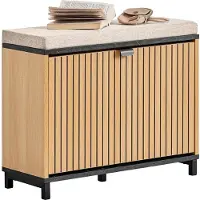 SoBuy ekologinen kenkäkaappi FSR201-N musta marmoripuupenkki 60x24x50cm