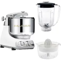 Ankarsrum Assistent AKM6230 + tehosekoitinkannu ja sitruspuristin, glossy white