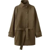 Mango Funnel Neck Belted Trench Coat - Khaki green - M