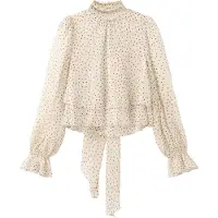 Mango Bow Polka-Dot Blouse - Beige - L