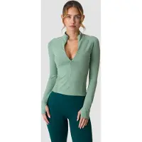 ICANIWILL Define Seamless Invisible 1/2 Zip LS Light Moss Green