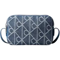 Calvin Klein Emblem Aop Denim Camera Bag - Blue - ONE SIZE