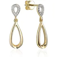 Lykken Elegance keltakultaiset riippuvat timanttikorvakorut x 0.070 ct